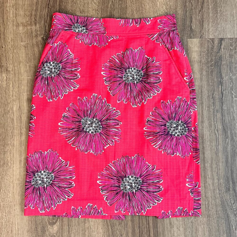 Lilly Pulitzer Island Boom Boom Floral Pencil Skirt Pink Sz 8
